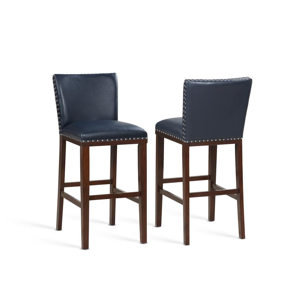 Navy KD Bar Stool - set of 2, Multi-step, hand applied dark espresso cherry finish