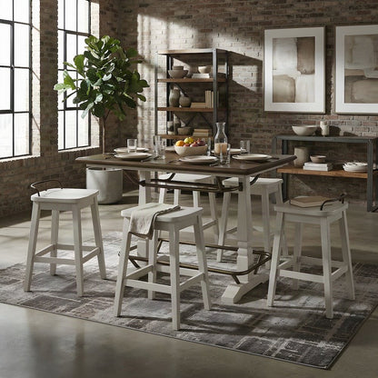 Rubberwood High Top Kitchen Table and Chairs, Farmhouse 5 Piece Set, White