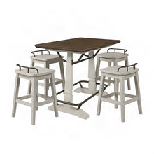 Rubberwood High Top Kitchen Table and Chairs, Farmhouse 5 Piece Set, White