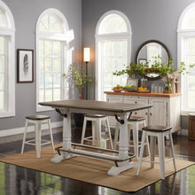 Ivory and Honey Oak 59.5" Counter Height Table for 6 with Double Pedestal Base