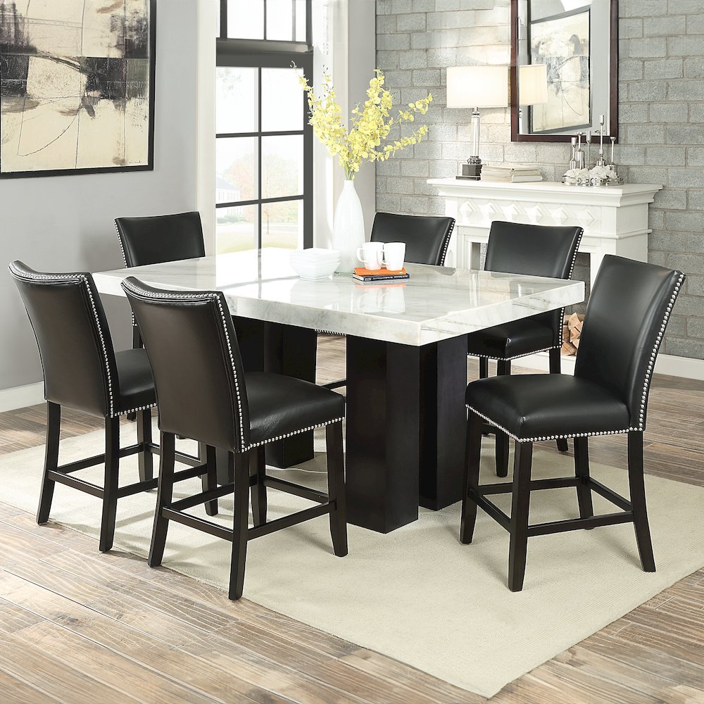 Camila 7PC Rectangle Counter Set Black Chair
