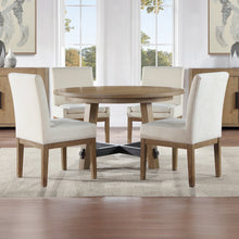 Aubrey 5-Piece 54" Dining Table Set with 4 Upholstered Parsons Chairs, Brown