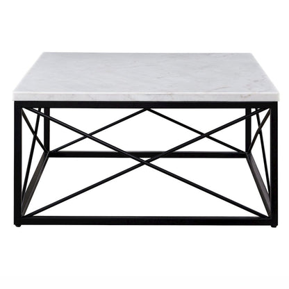Skyler White Marble Top Square