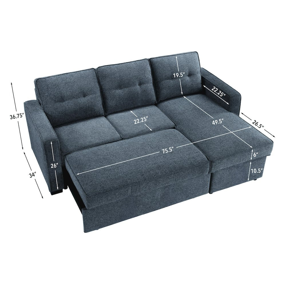 Noah Reversible 95" Chofa, Gray