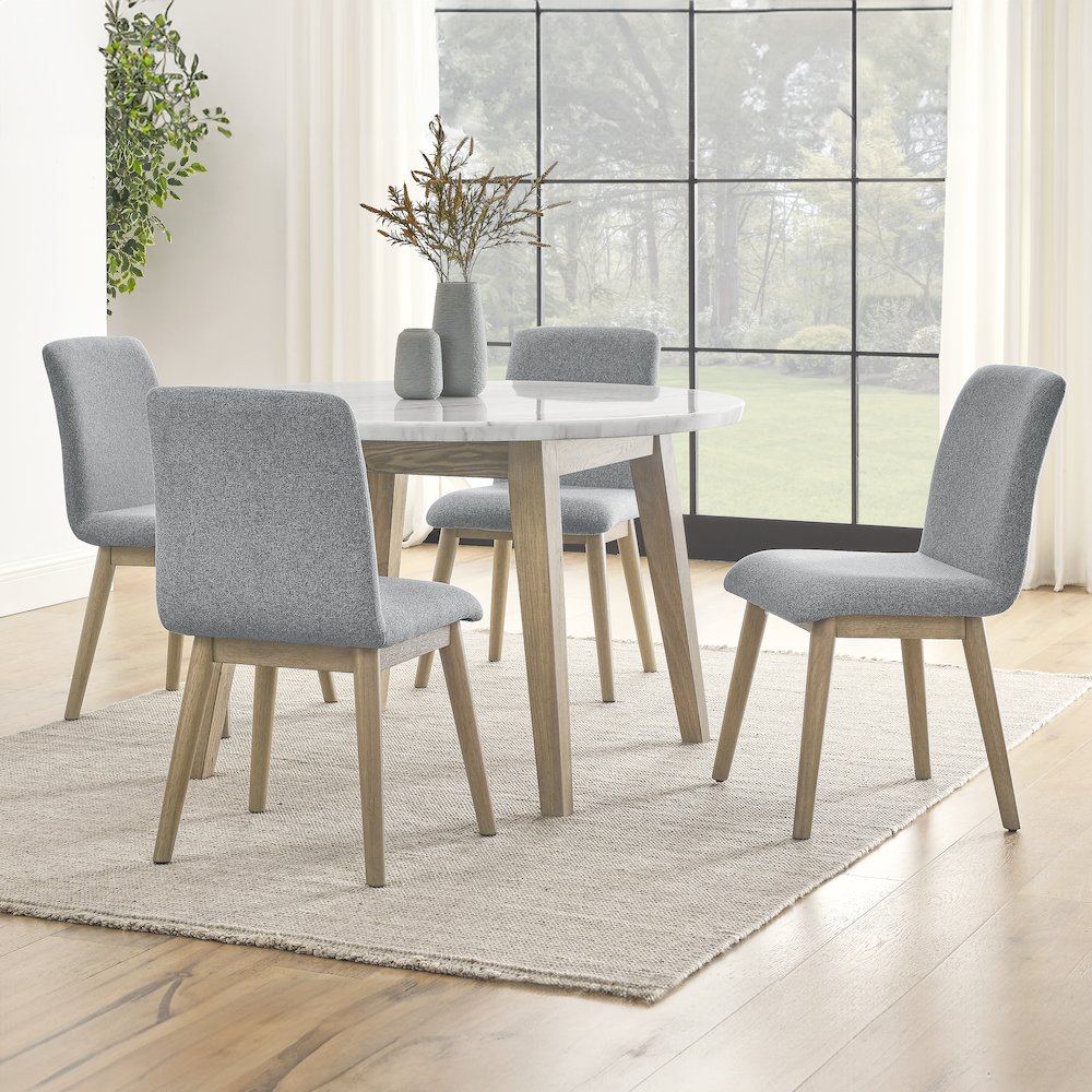 Vida 5-Piece 48" Round White Marble Dining Set