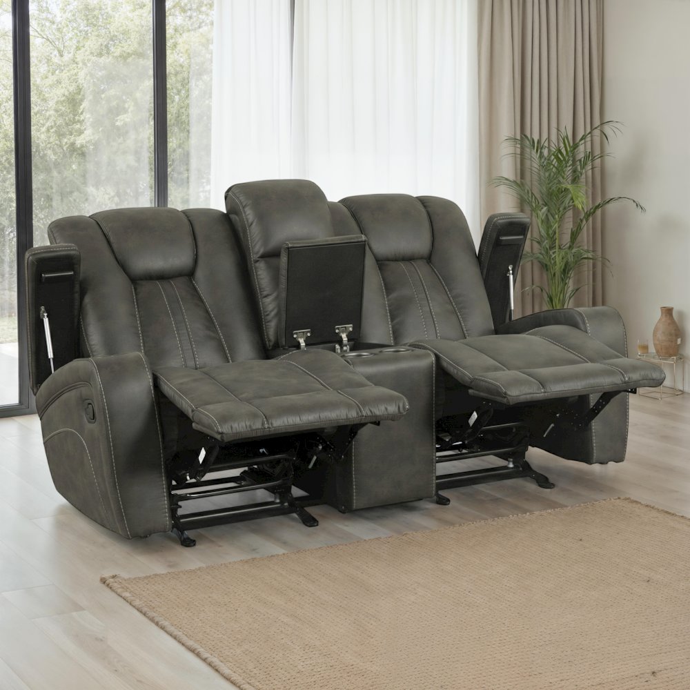 Marlow Charcoal Manual Recliner Loveseat