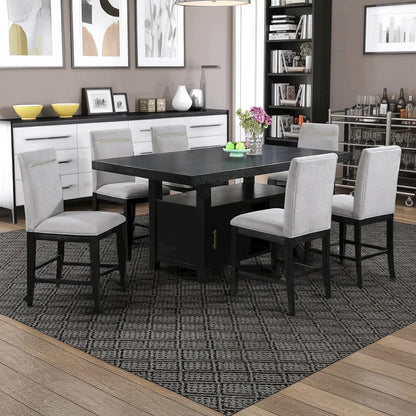 Rubbed Charcoal Counter Height Dining Room Table and Chair Set of 7 pc