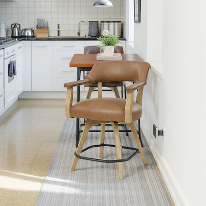 Swivel Counter Armchair with Backs and with Arm Rest Design
