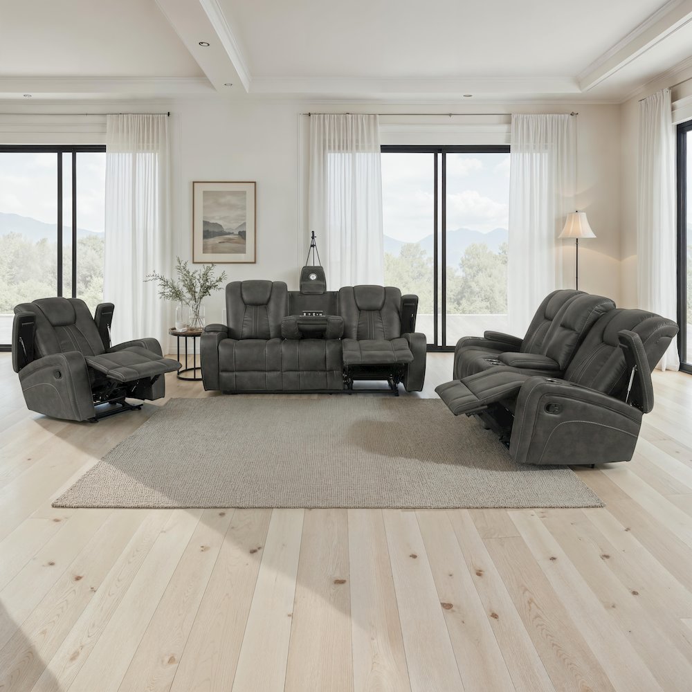Marlow Charcoal 3PC Manual Reclining Set