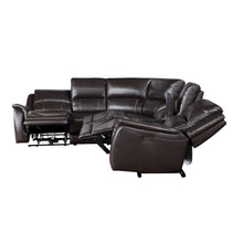 Alexandria 6-Piece Dual-Power Leather Reclining Sectiona, Chocolate