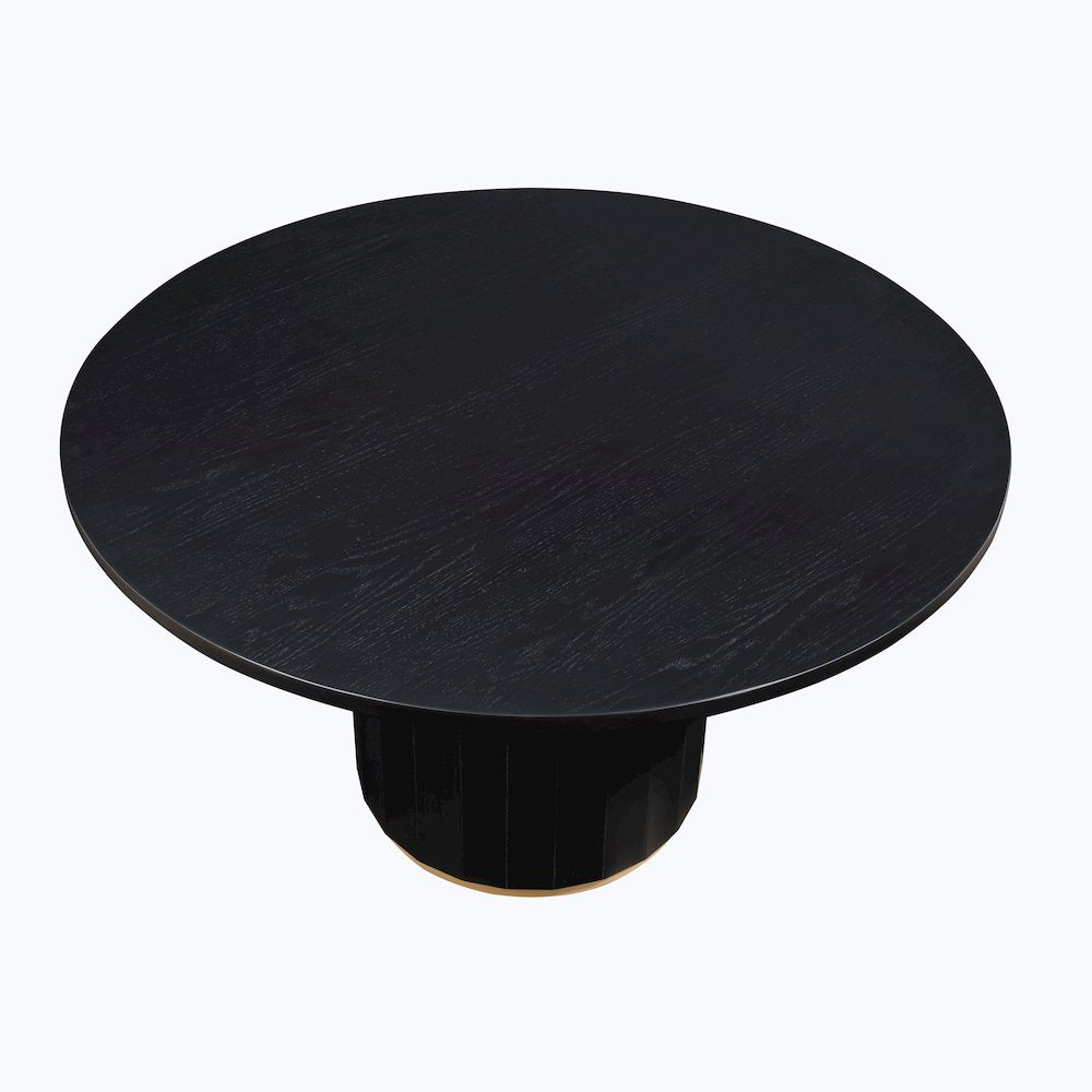 Magnolia 52-inch Round Dining Table & 4 Upholstered Side Chairs, Black Finish