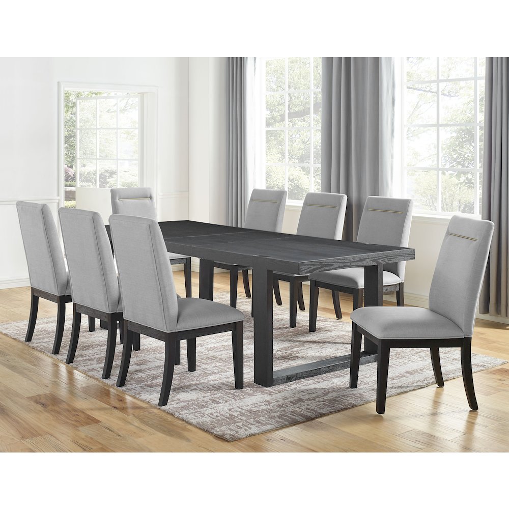 Acacia and Mango Wood Dining Table with Iron Base, Modern Kitchen Table, Black