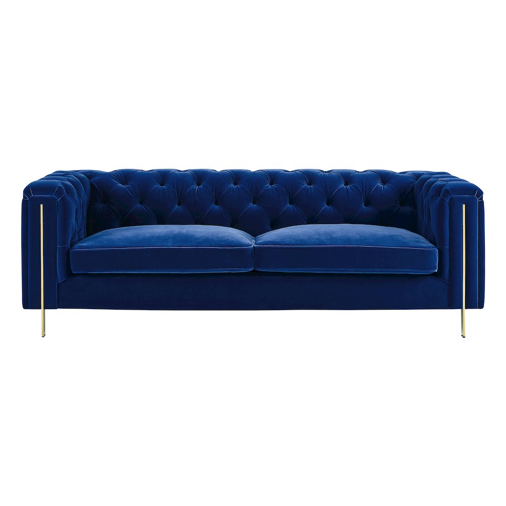 Charlene Blue Velvet Button Tufted Sofa