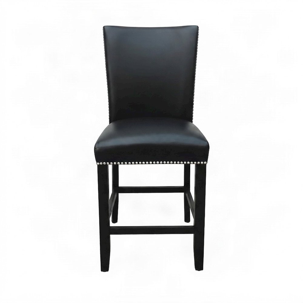 Faux Leather Upholstered Counter Height Bar Stools with Back, Set of 2, Black