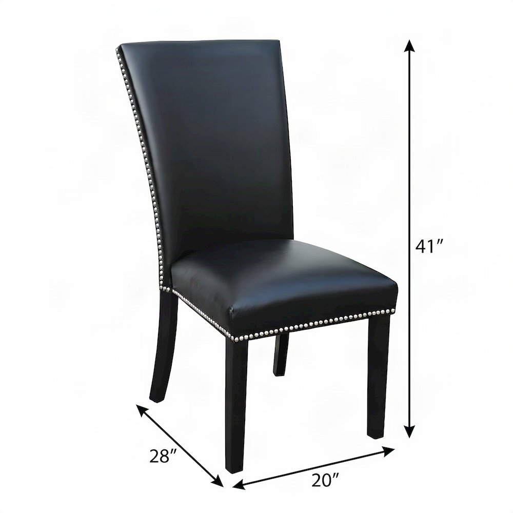 Faux Leather Upholstered Kitchen and Dining Chairs, Set of 2, Black