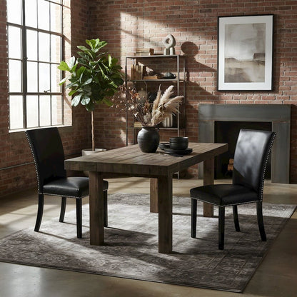 Faux Leather Upholstered Kitchen and Dining Chairs, Set of 2, Black