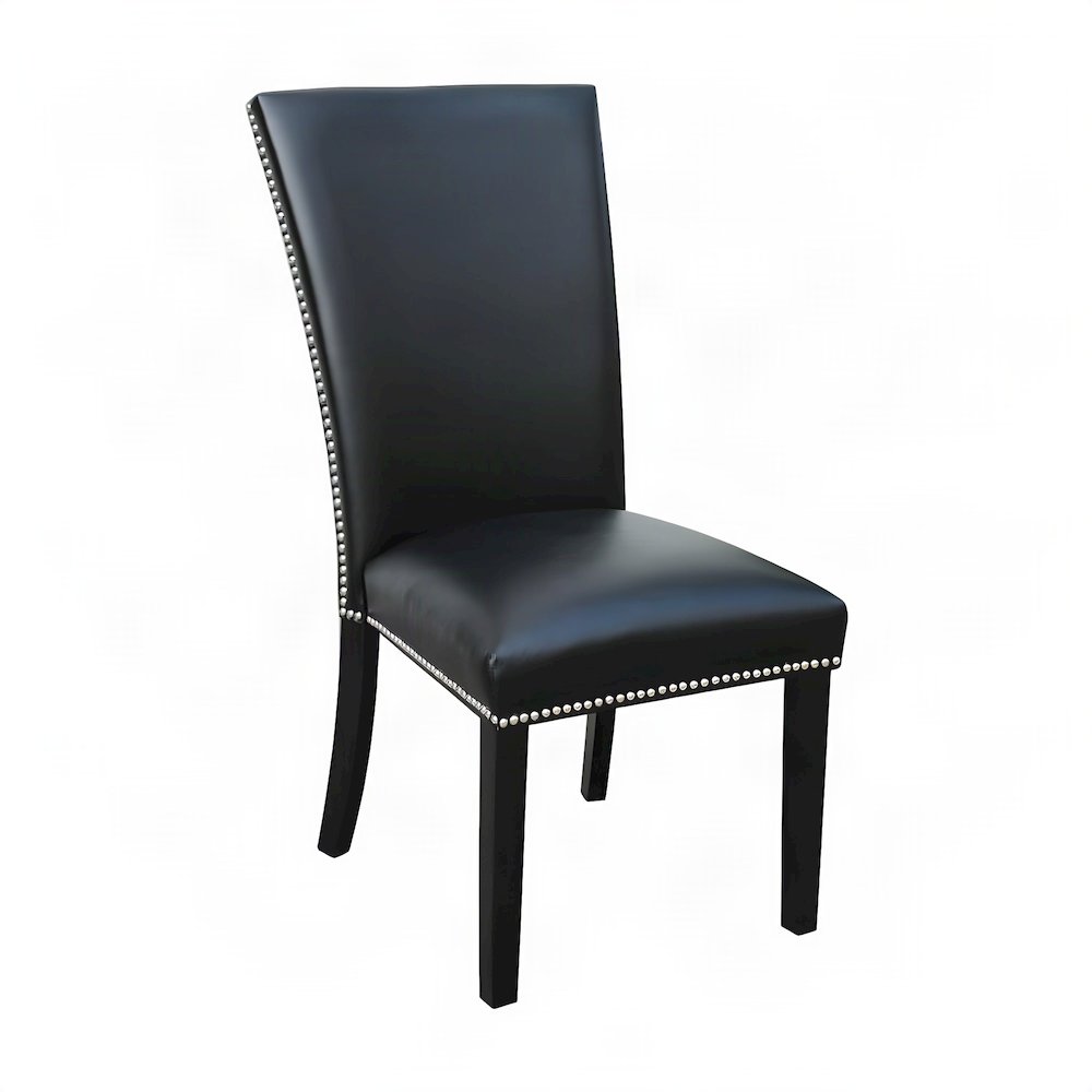 Faux Leather Upholstered Kitchen and Dining Chairs, Set of 2, Black