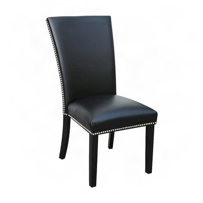 Faux Leather Upholstered Kitchen and Dining Chairs, Set of 2, Black