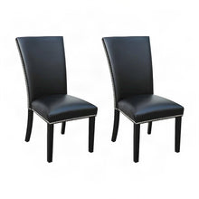 Faux Leather Upholstered Kitchen and Dining Chairs, Set of 2, Black