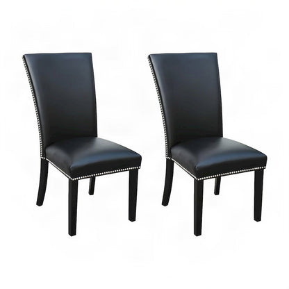 Faux Leather Upholstered Kitchen and Dining Chairs, Set of 2, Black