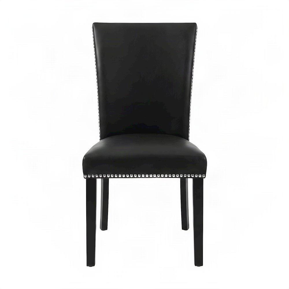 Faux Leather Upholstered Kitchen and Dining Chairs, Set of 2, Black