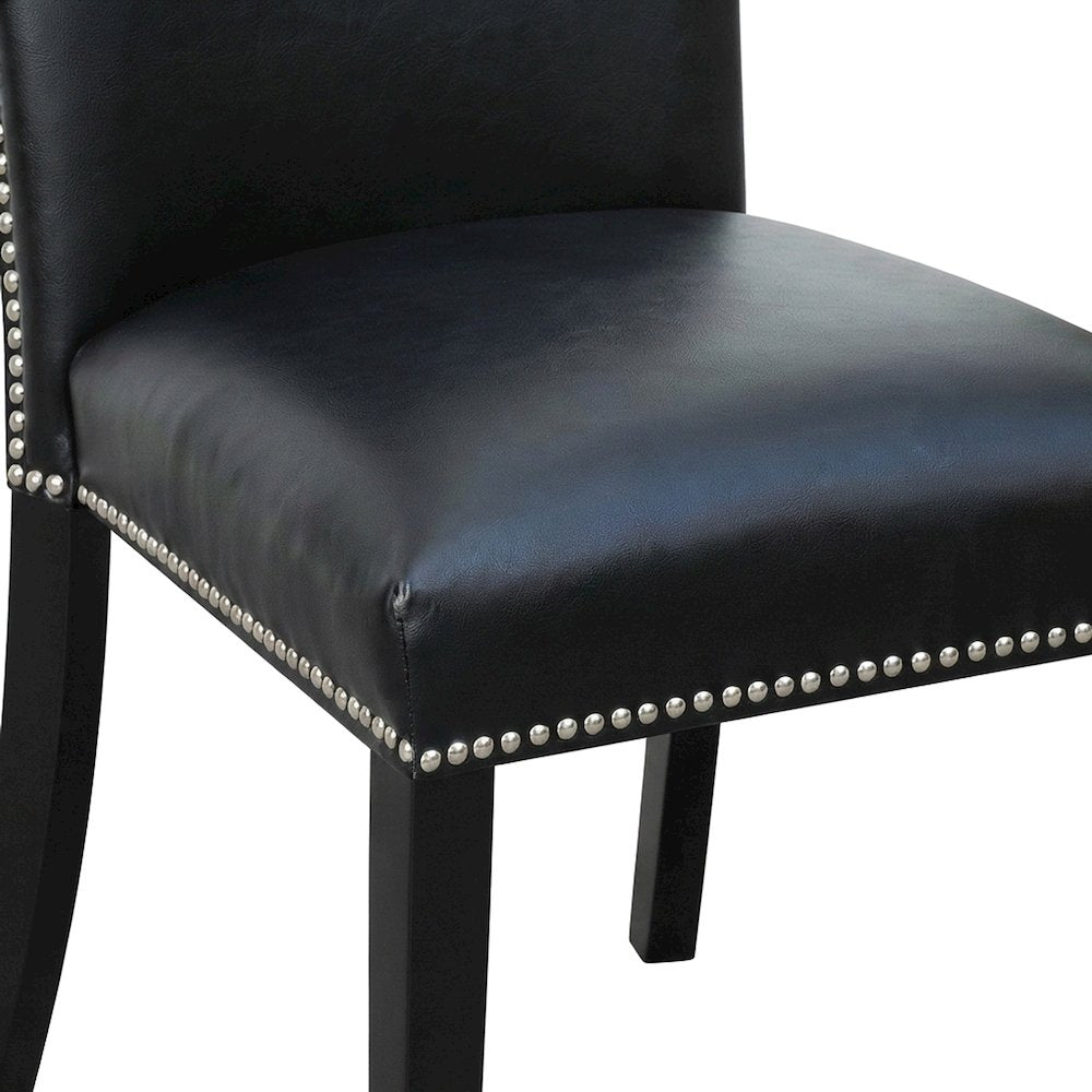 Faux Leather Upholstered Kitchen and Dining Chairs, Set of 2, Black