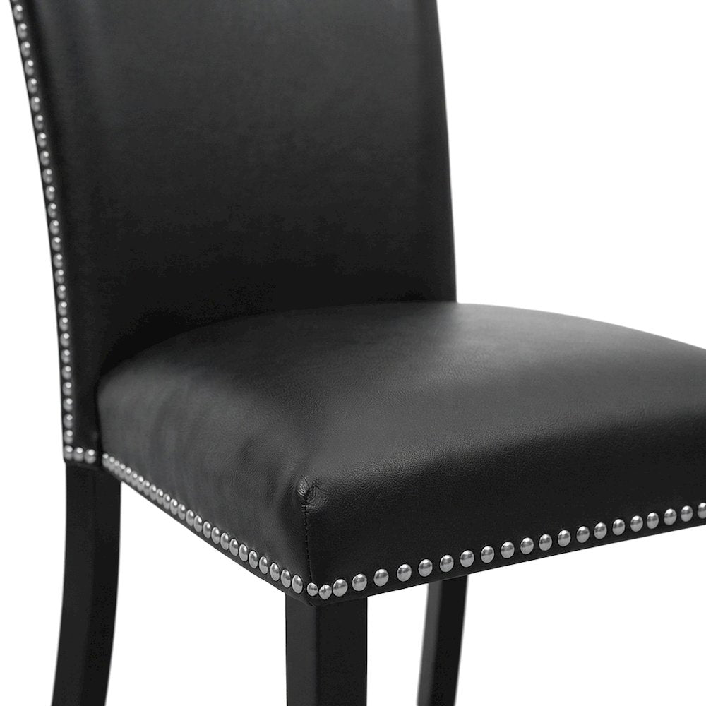 Faux Leather Upholstered Kitchen and Dining Chairs, Set of 2, Black