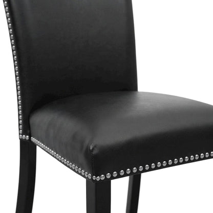 Faux Leather Upholstered Kitchen and Dining Chairs, Set of 2, Black