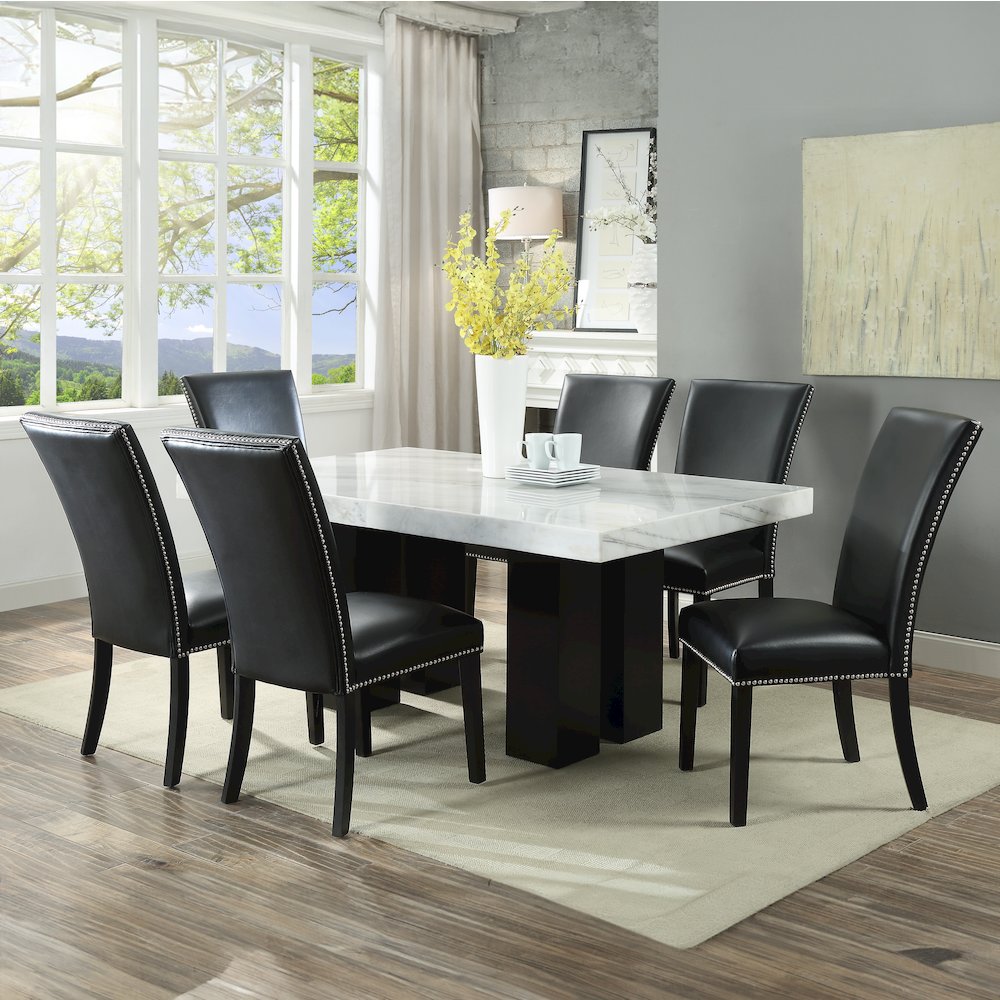 Camila 7PC Rectangle Counter Set Black Chair