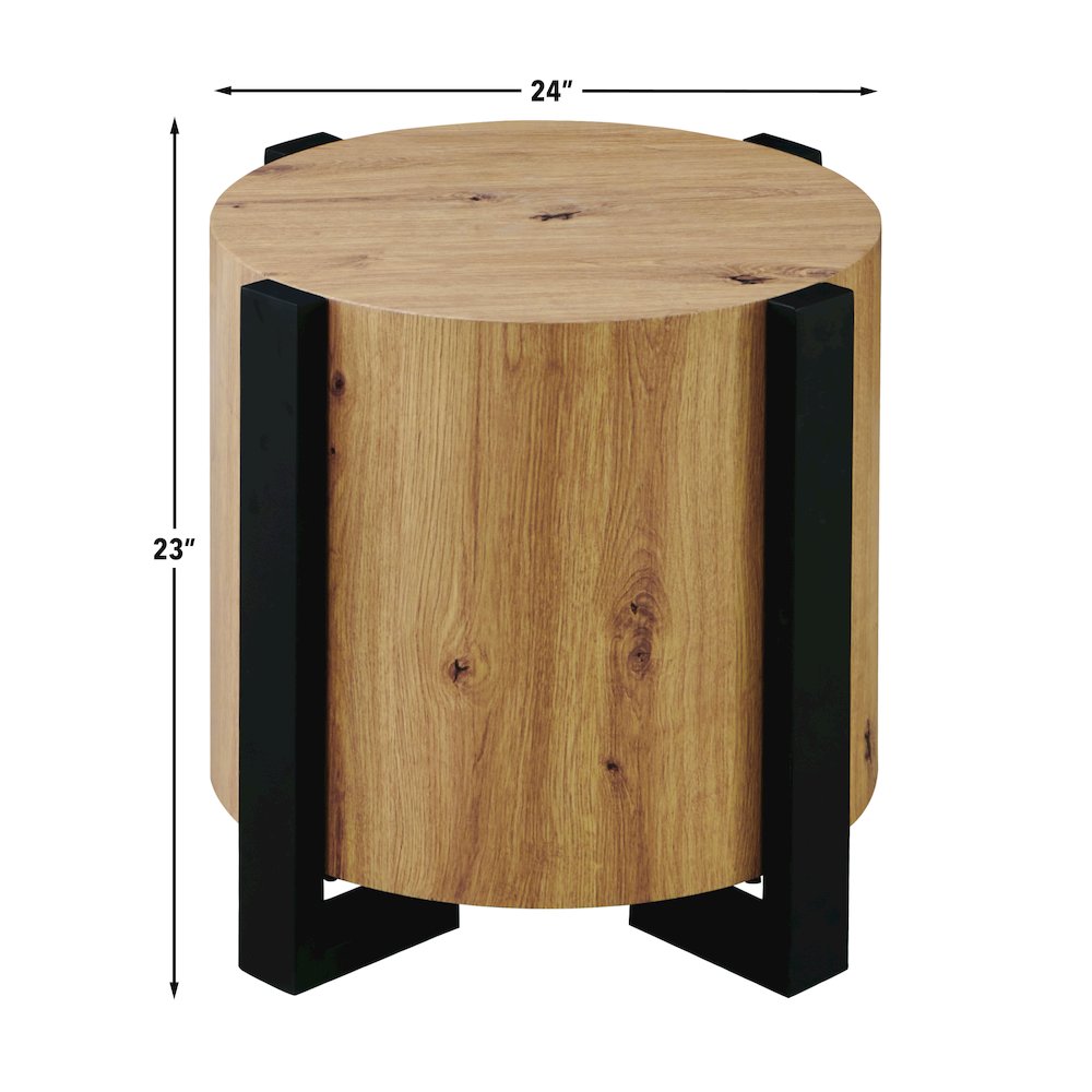 Darcie Faux-Wood Round End Table