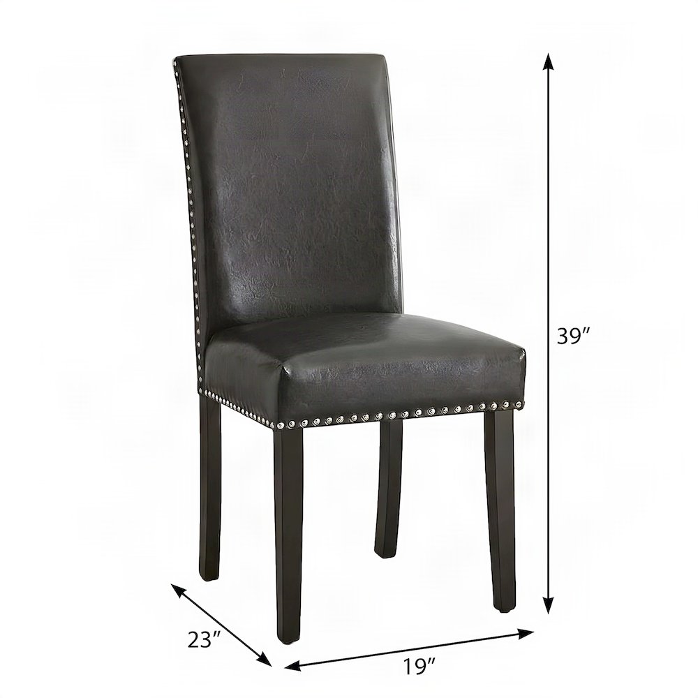 Vegan Leather Upholstered Dining Side Chair with MDF and Iron Frame, Black