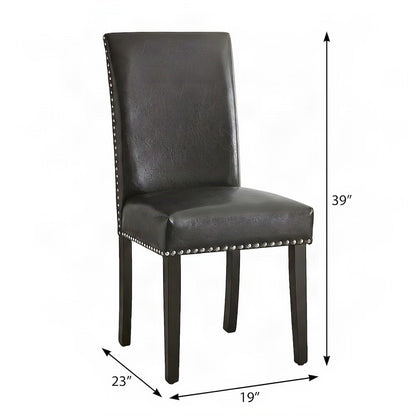 Vegan Leather Upholstered Dining Side Chair with MDF and Iron Frame, Black