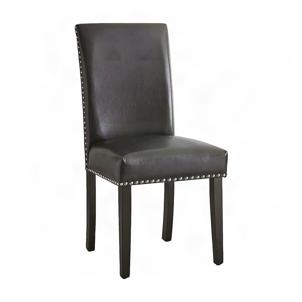 Vegan Leather Upholstered Dining Side Chair with MDF and Iron Frame, Black