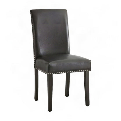 Vegan Leather Upholstered Dining Side Chair with MDF and Iron Frame, Black