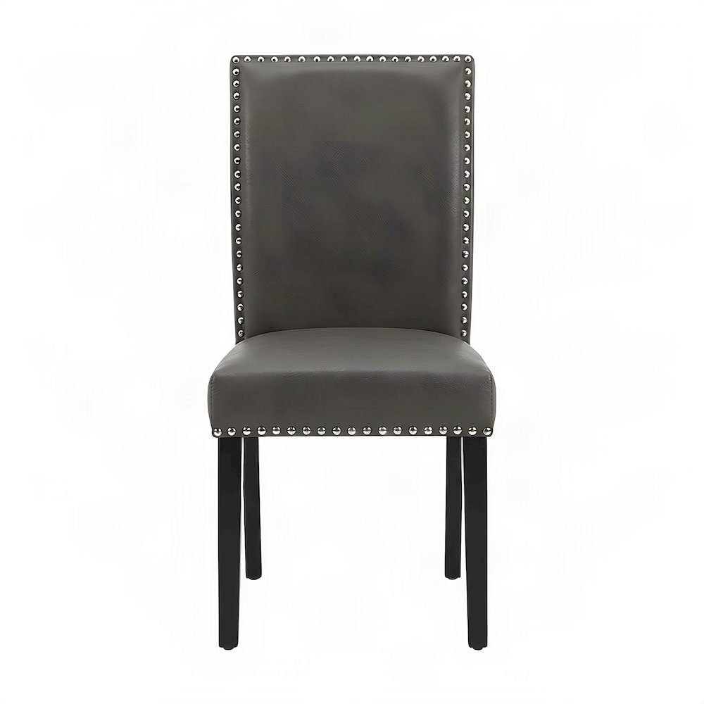 Vegan Leather Upholstered Dining Side Chair with MDF and Iron Frame, Black
