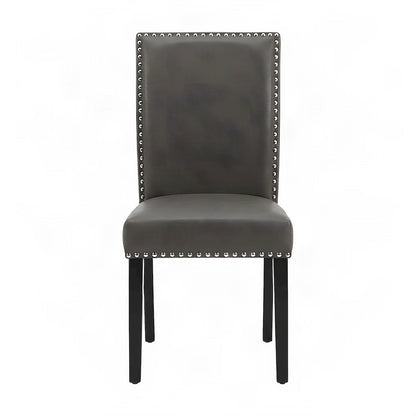 Vegan Leather Upholstered Dining Side Chair with MDF and Iron Frame, Black