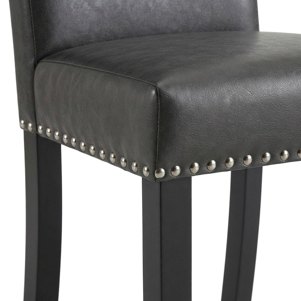 Vegan Leather Upholstered Dining Side Chair with MDF and Iron Frame, Black
