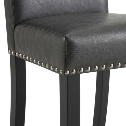 Vegan Leather Upholstered Dining Side Chair with MDF and Iron Frame, Black