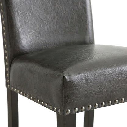 Vegan Leather Upholstered Dining Side Chair with MDF and Iron Frame, Black