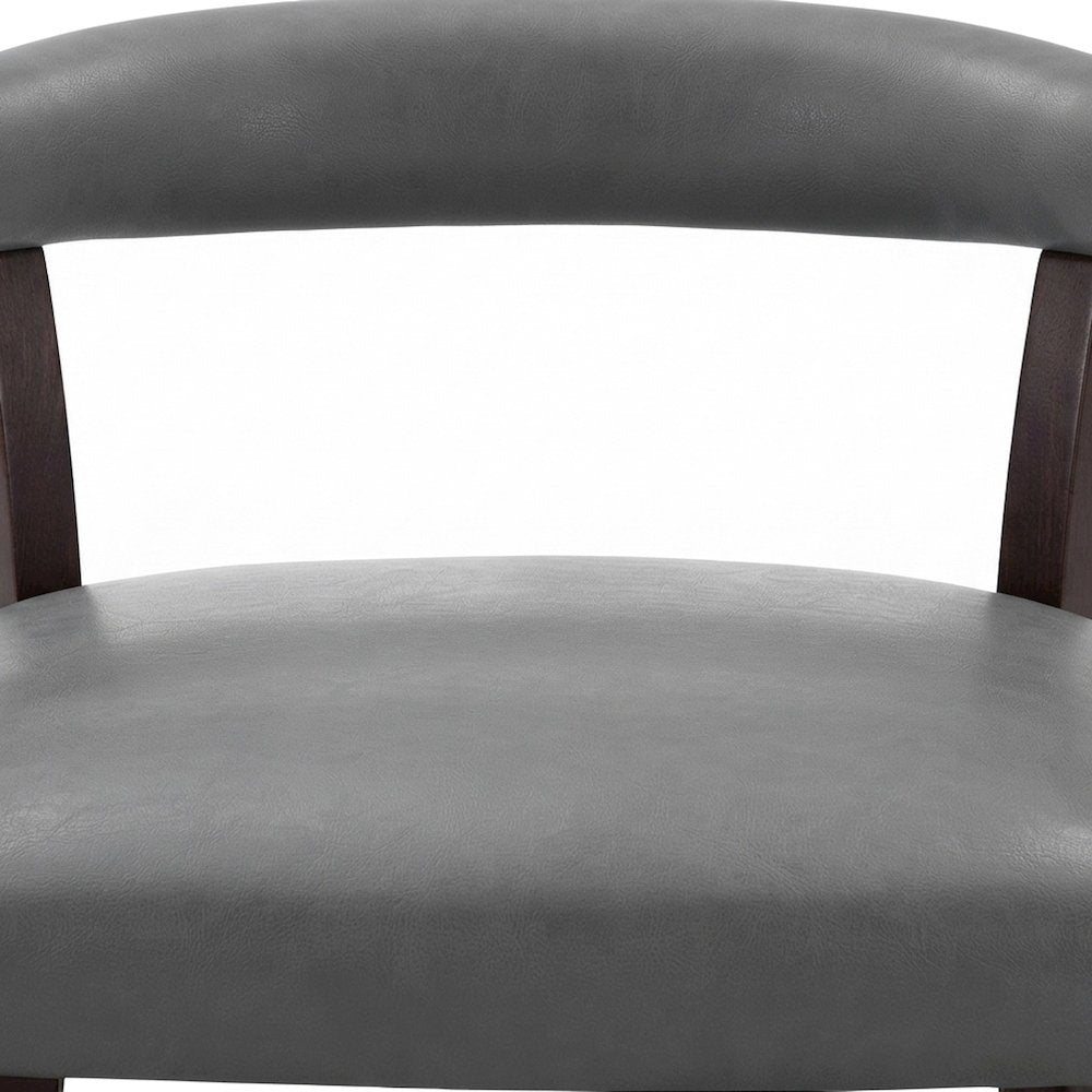 Faux Leather Rolling Dining Chair with Arms and Swivel Casters, Brown