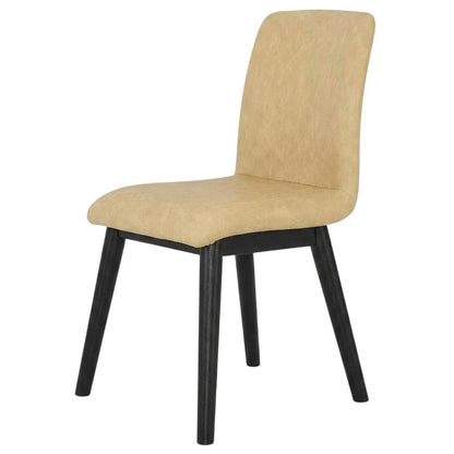 Faux Leather Upholstered Dining Chair with Rubberwood Legs, Brown