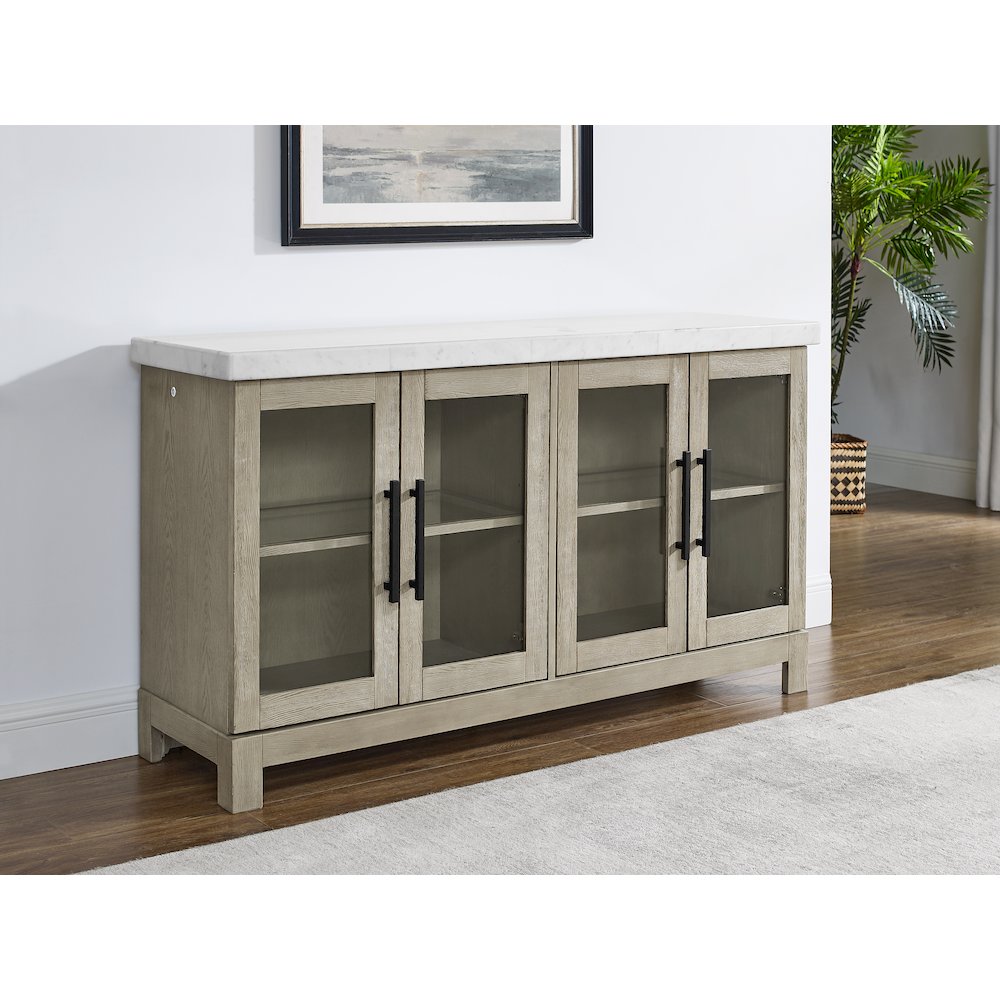 Csrena Lighted White Marble Sideboard