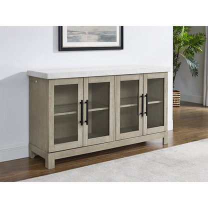 Csrena Lighted White Marble Sideboard