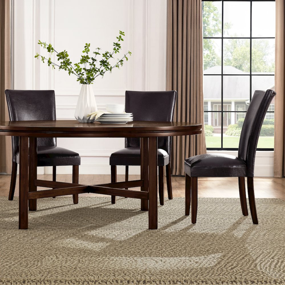 Hartford 72in Dining Set 9 PC with Brown Chairs