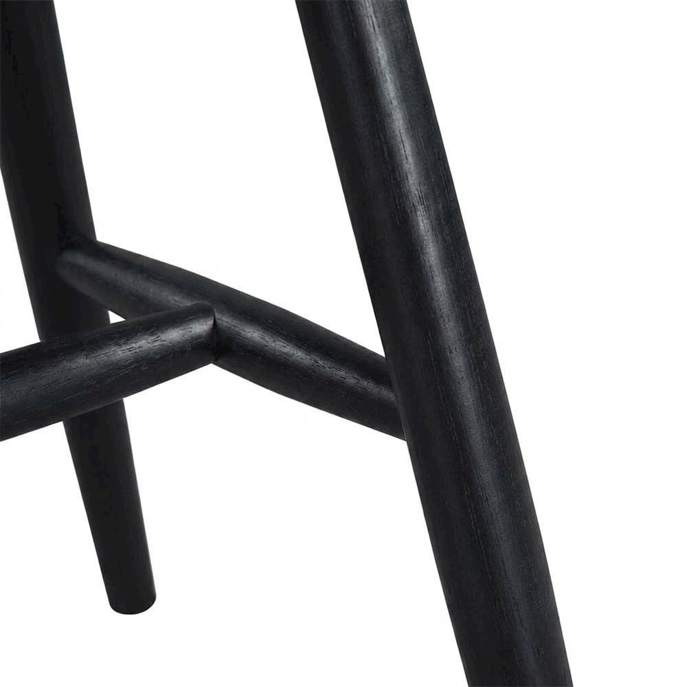 Solid Rubberwood Dining Chair with Curved Back for Dining Room, Black