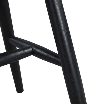 Solid Rubberwood Dining Chair with Curved Back for Dining Room, Black