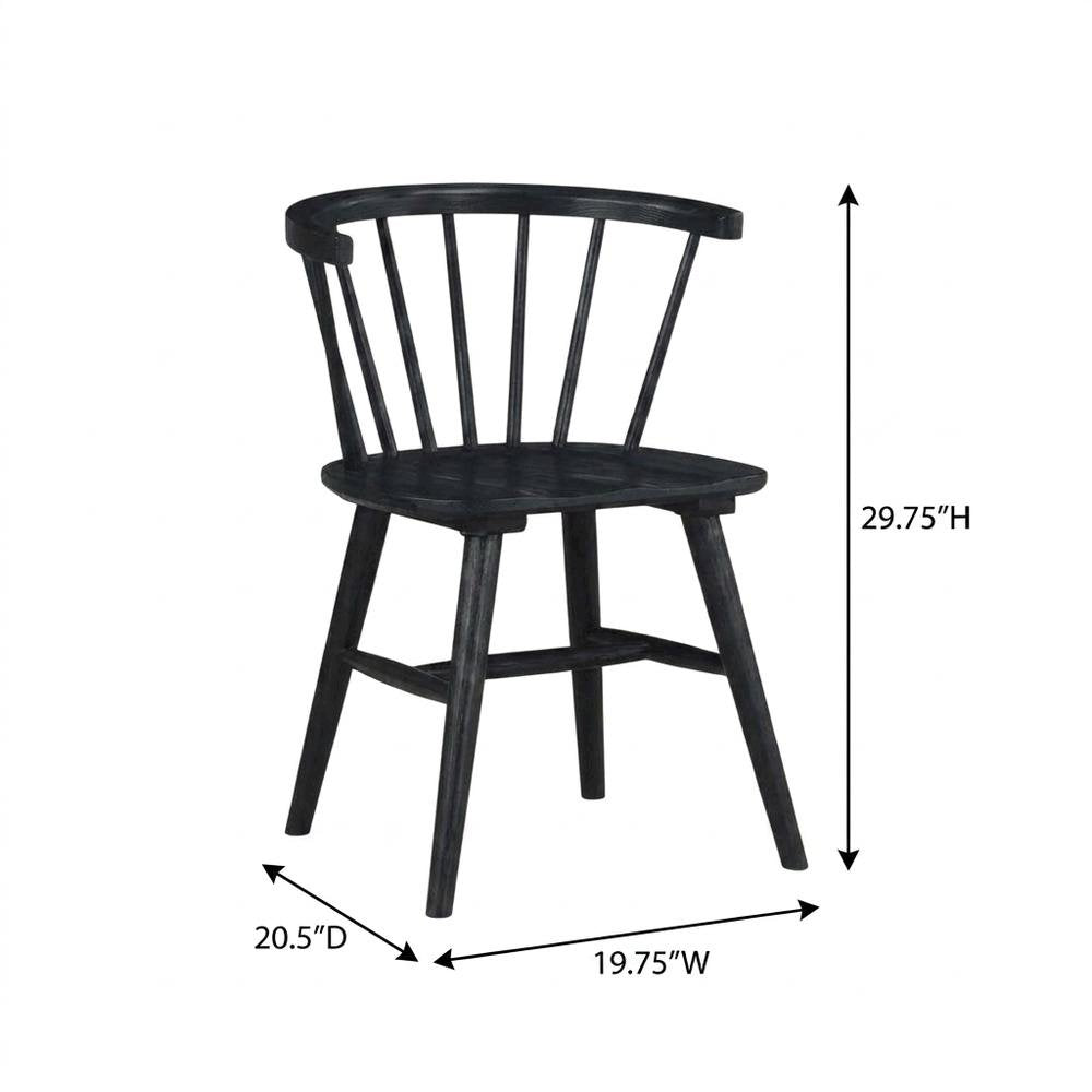 Solid Rubberwood Dining Chair with Curved Back for Dining Room, Black