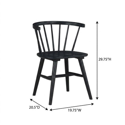 Solid Rubberwood Dining Chair with Curved Back for Dining Room, Black