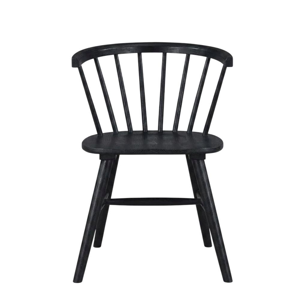 Solid Rubberwood Dining Chair with Curved Back for Dining Room, Black