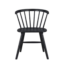 Solid Rubberwood Dining Chair with Curved Back for Dining Room, Black